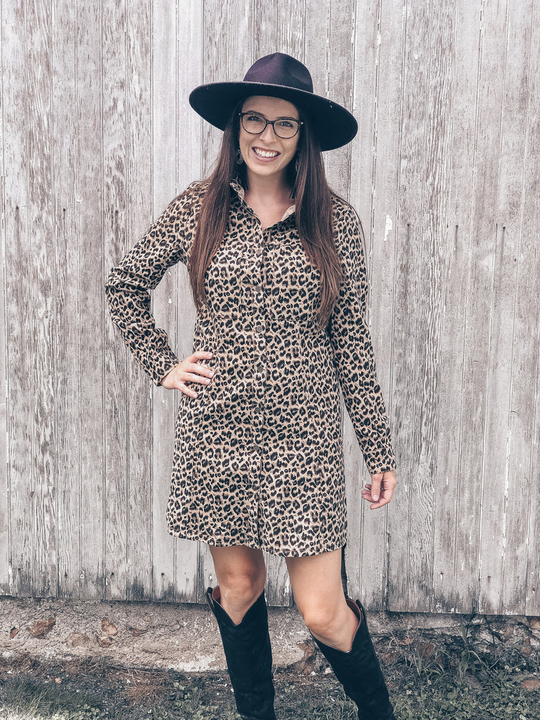 Leopard button up dress