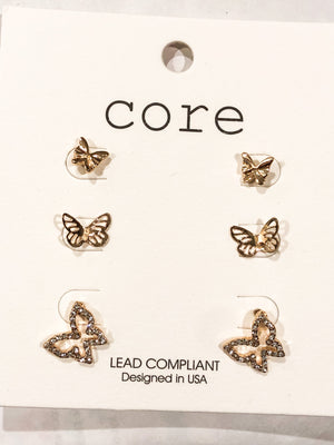 Butterfly Studs -3 pack