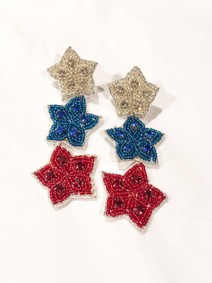Patriotic Star Seed Bead Earrings