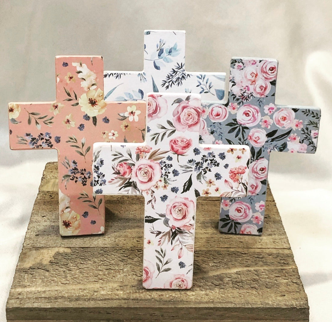 Mini Desktop Floral Cross