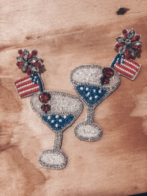 Patriotic Cocktail Drink Earrings