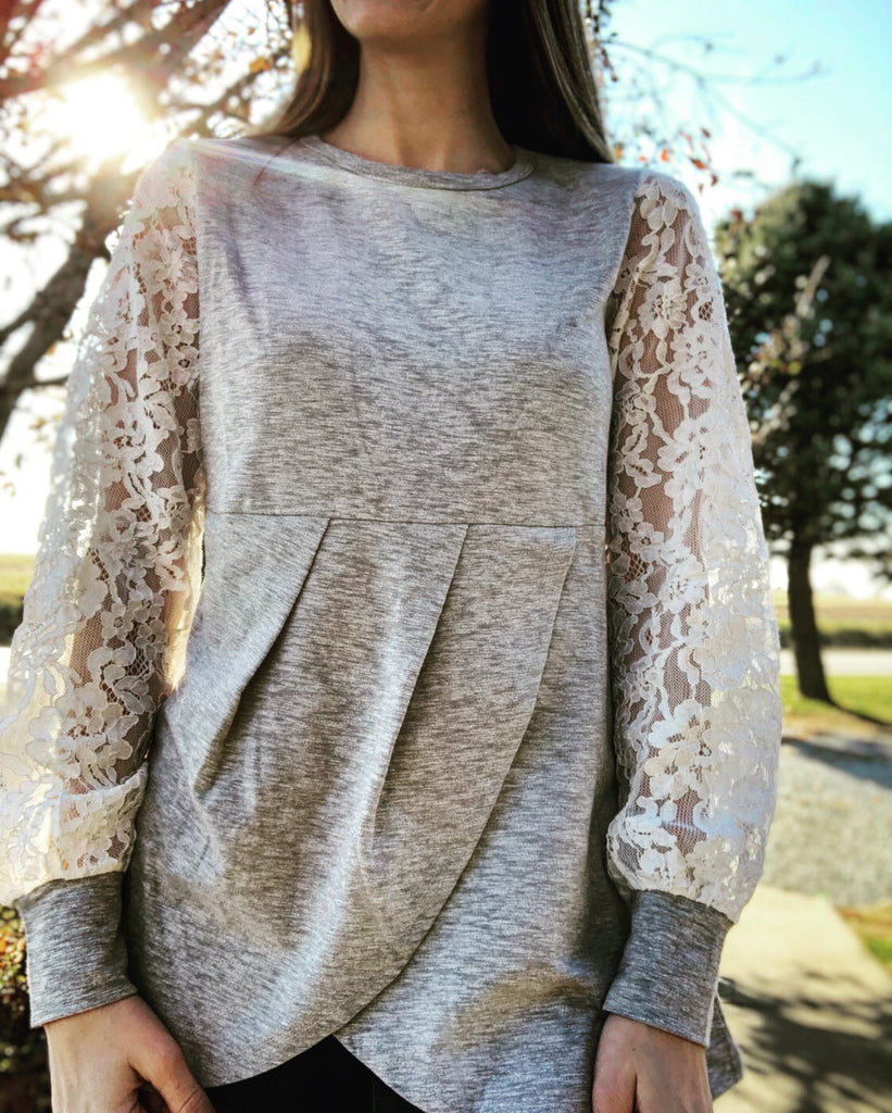 Lace Sleeve Pull Over