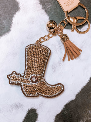 Sparkling Cowboy Boot Keychain