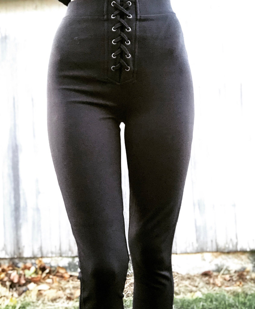 High Rise Lace Up Leggings