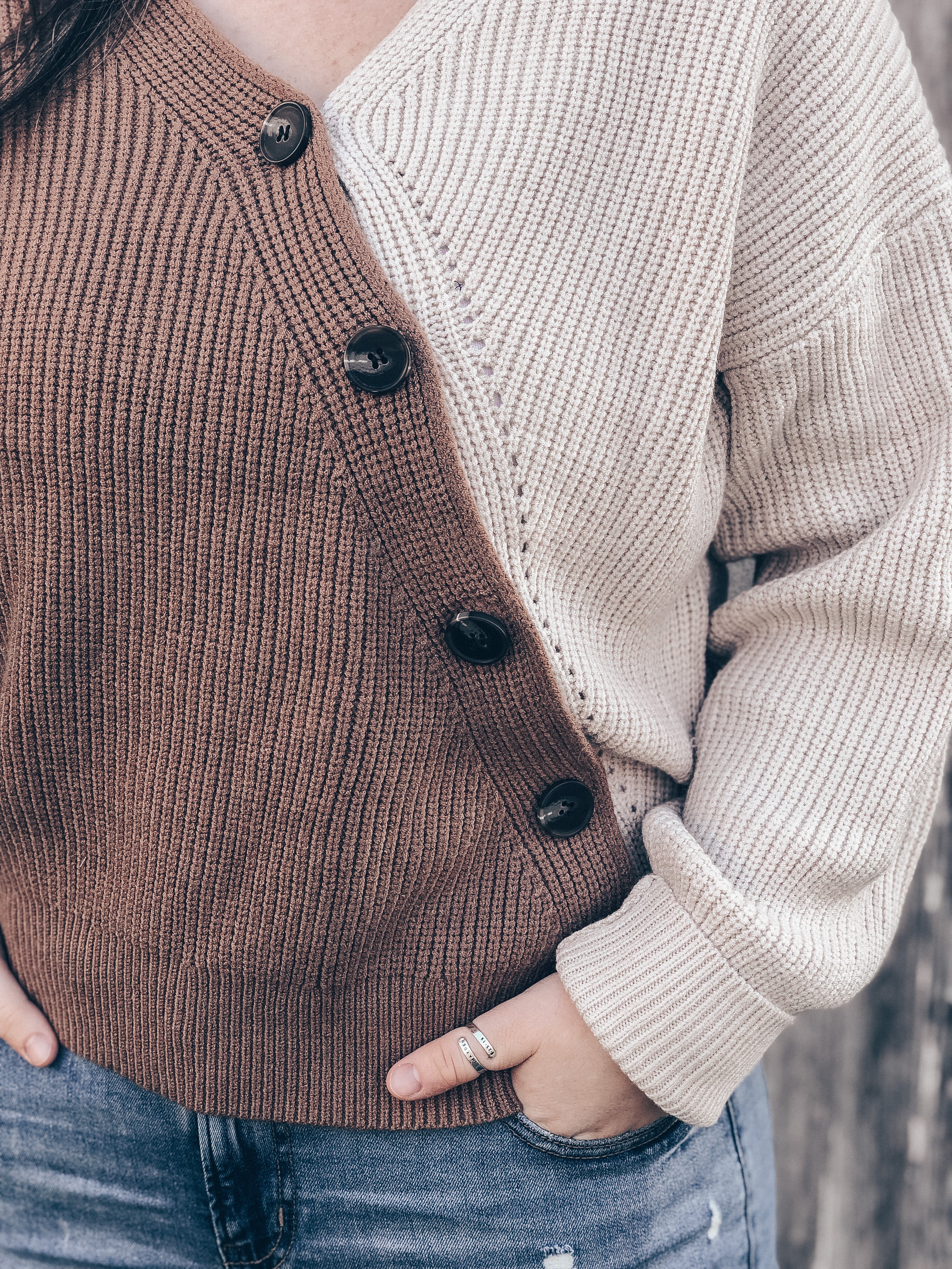 Tan/Taupe Sweater with Buttons