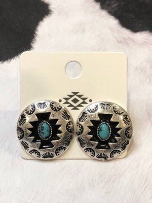 Turquoise Aztec Stud Earrings