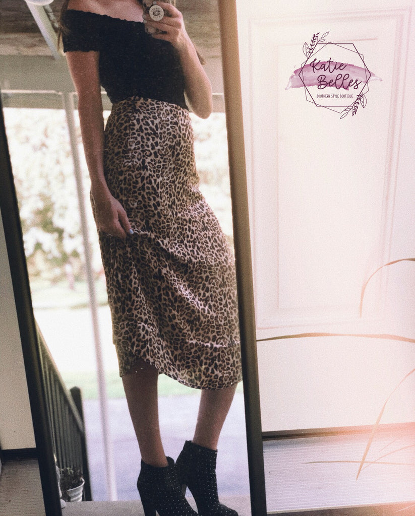 Satin Leopard Skirt
