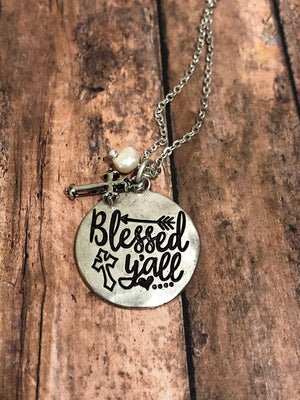Blessed Y’all Necklace and Earring Set