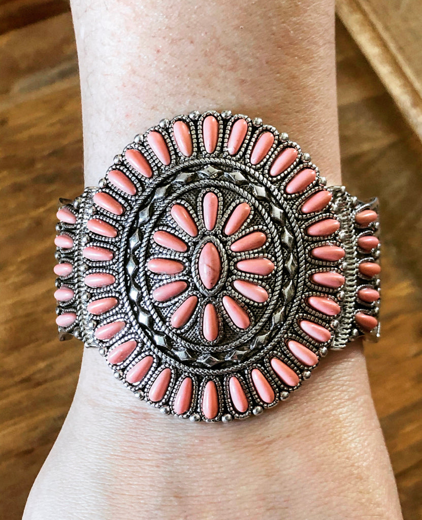 Pink Western Medallion Stretch Bracelet