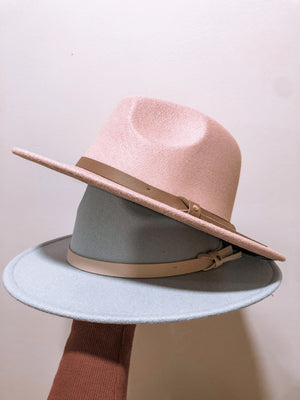 Fedora Hat with Faux Leather Belt