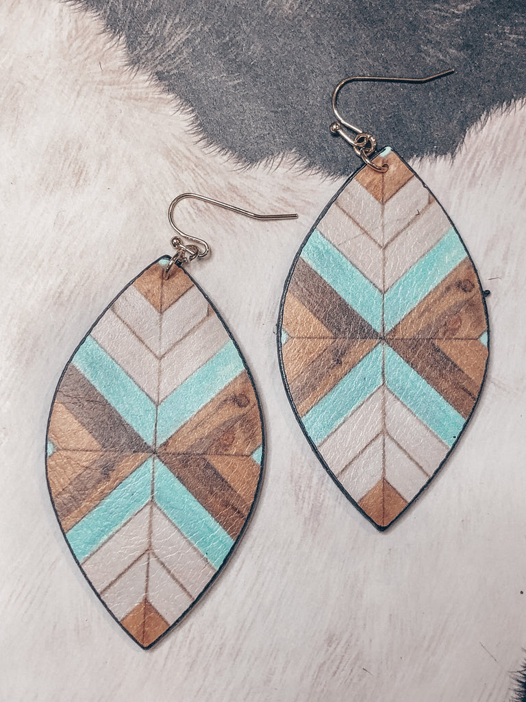 Chevron Faux Leather Earrings