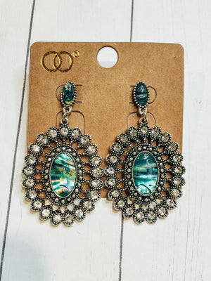 Abalone and Crystal Accented Earrings